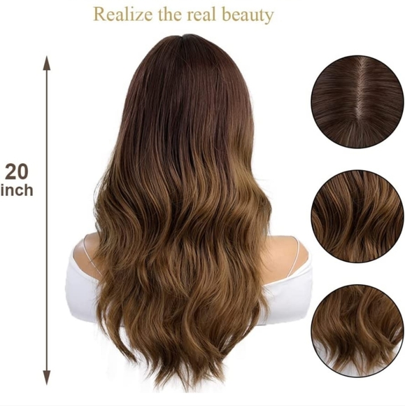 20 Inches Long Nature Curly Ombre Brown Wig - Picture 4 of 7